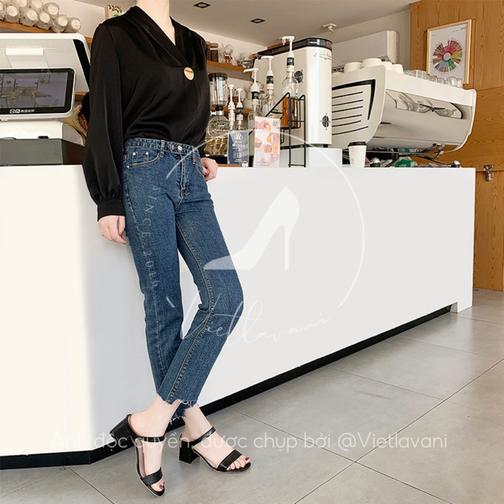 Giày sandal nữ mã BBS41 phong cách đơn giản dễ phối đồ gót cao 5CM