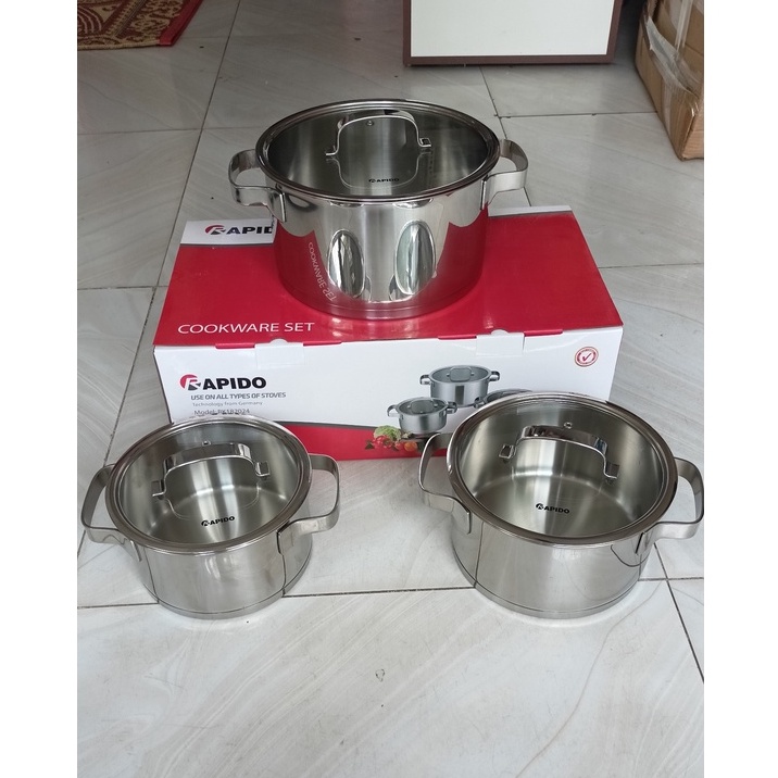 Bộ 3 nồi Rapido inox 304 xịn đét