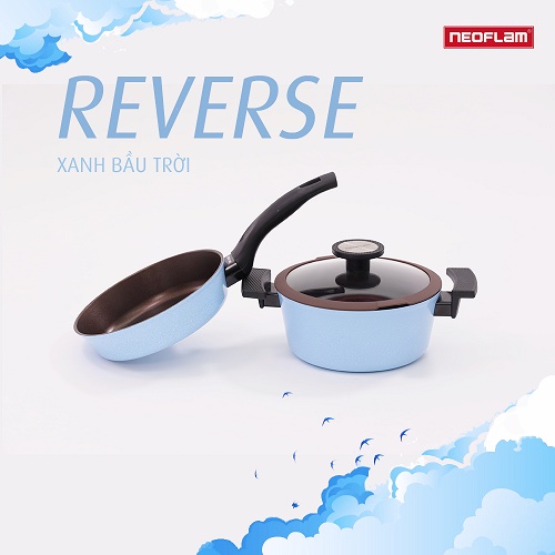 [Hàng chính hãng] Bộ đôi nồi chảo chống dính bếp từ Neoflam Reverse 20cm, phủ chống dính Daikin 4 sao Nhật Bản