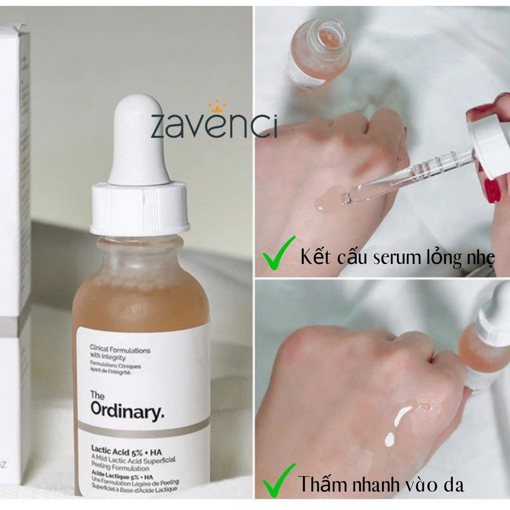 Serum Ordinary HA Lactic Acid 5% - 10% HA 2%  tẩy tế bào chết hóa học 30ml - ZAVENCI Official