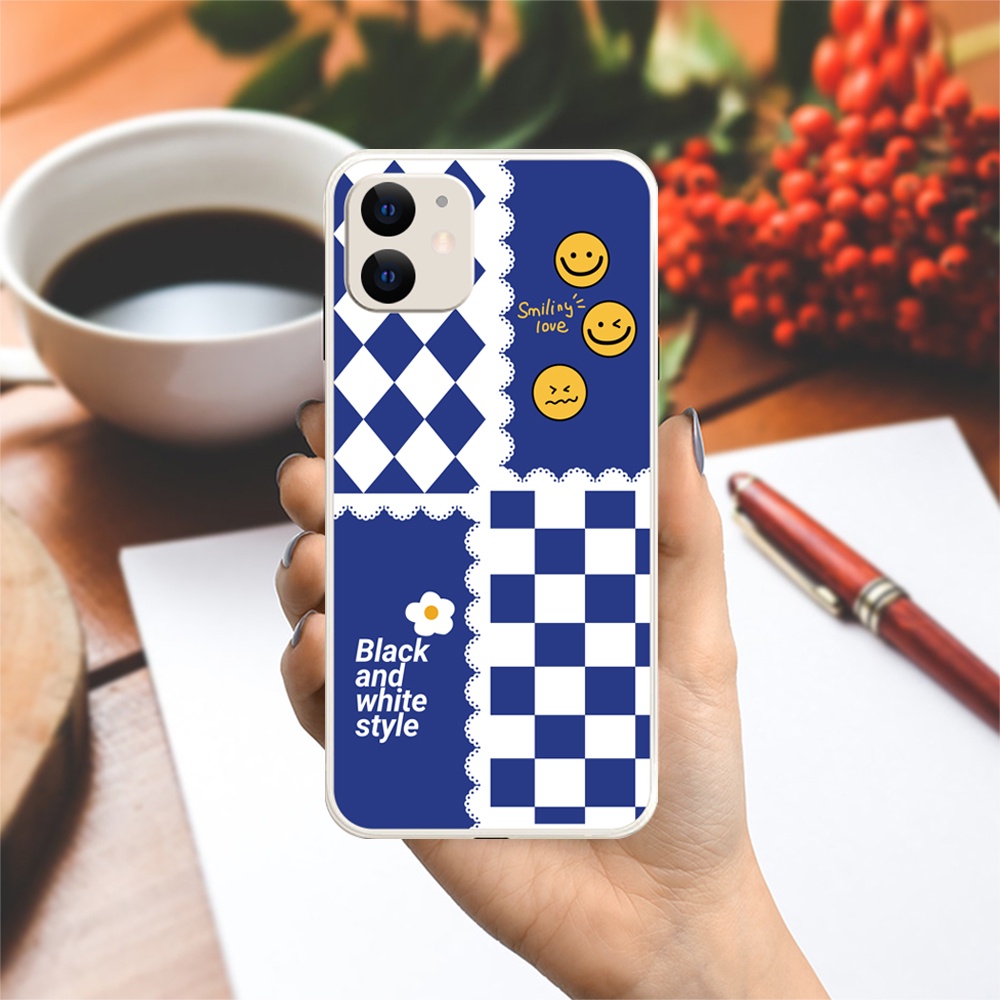 Ốp lưng cạnh vuông OPPO A1K/A5S/A74/A54/....viền bảo vệ camera hình Caro xanh