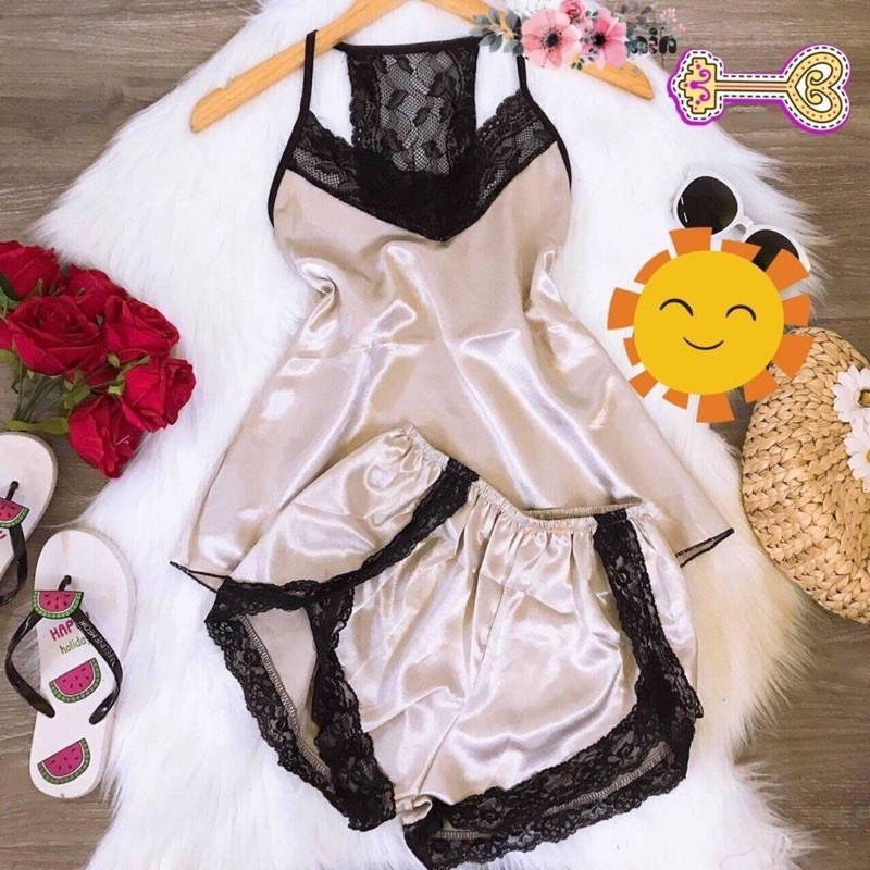 [Có size 68kg] Đồ bộ ngủ 2 dây phối ren lưng mã 376 | BigBuy360 - bigbuy360.vn