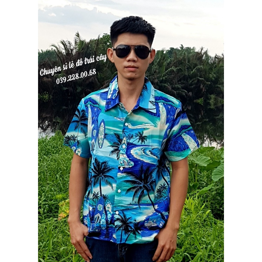 Áo sơ mi trái cây nam nữ, gia đình - bộ đi biển kate thái 1 - bộ trái cây gia đình
