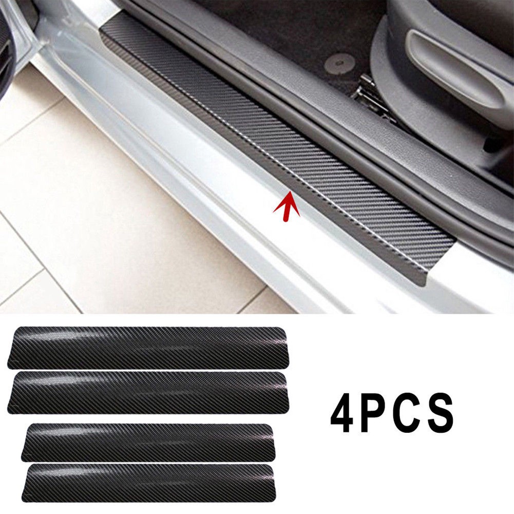 4 Miếng Dán 3d Bằng Sợi Các Bon Chống Trầy Cho Cửa Xe Hơi