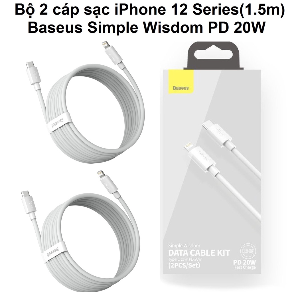Bộ 2 cáp sạc nhanh cho iphone Baseus Simple Wisdom (1.5m)