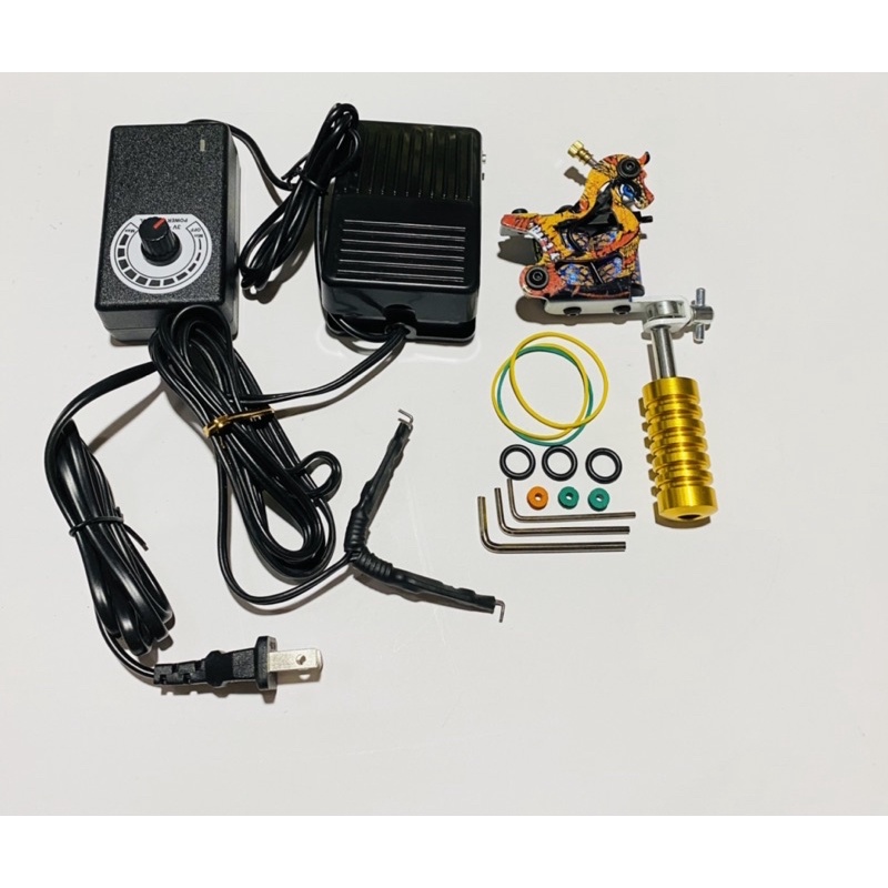 Bộ combo máy xăm + biến điện kèm bàn đạp giây móc