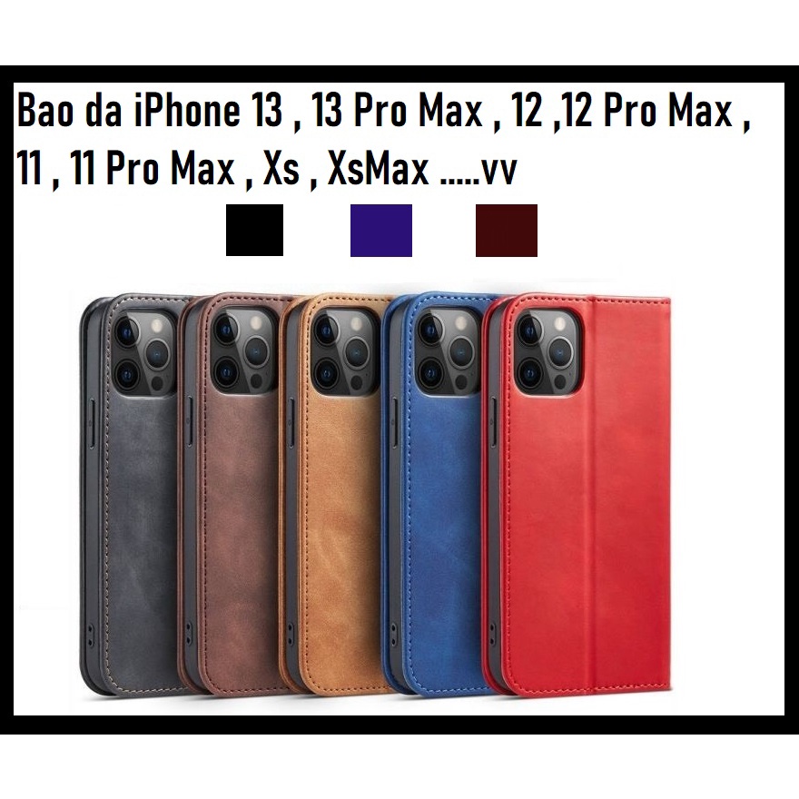 Bao da nắp gập iPhone 13 Pro Max , 13 , 12 Pro Max , 12 , 11 Pro Max , 11 , XsMax , Xs , 7Plus , 7 , 8 , 6 Plus