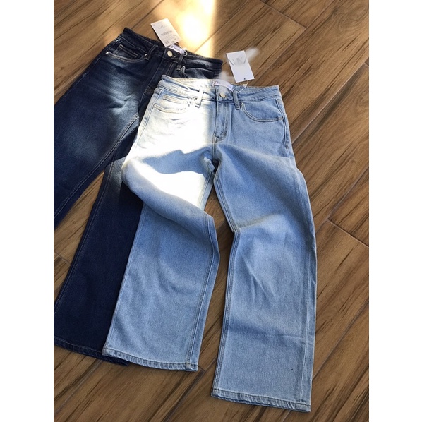 Quần jean dài ống rộng lưng cao ngang rốn dài 96cm Z.a.r.a chất jean cotton-hàng xuất xịn