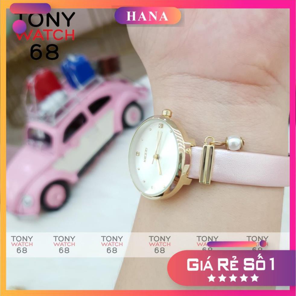 Đồng hồ nữ Kezzi kim rốn dây da chống nước chính hãng Tony Watch 68