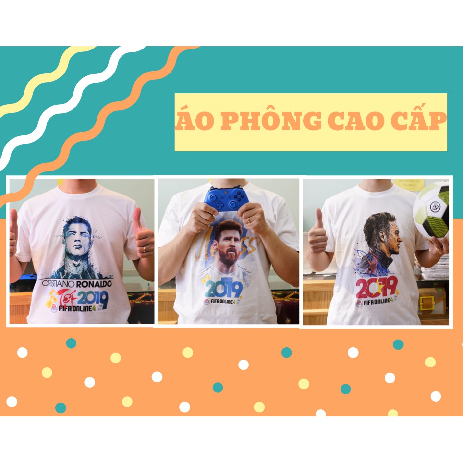 Áo phông cotton nam hàng chất lượng cao cấp in hình cầu thủ bóng đá messi