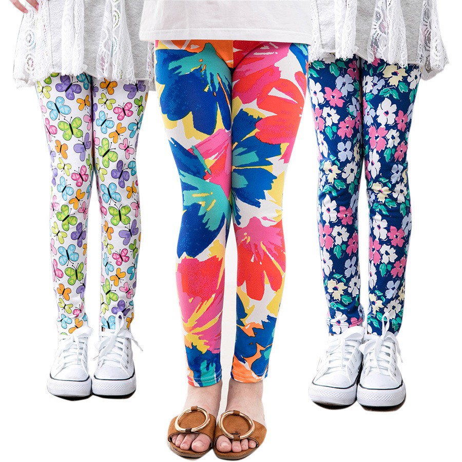 Quần Legging Cotton In Họa Tiết Hoa Xinh Xắn Cho Bé Gái Từ 2-14 Tuổi