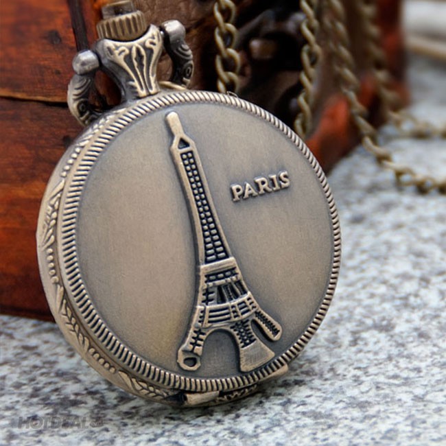 Dây chuyền đồng hồ quả quýt Eiffel cổ điển - Quà Tặng Độc Đáo Cho Cả Nam Và Nữ
