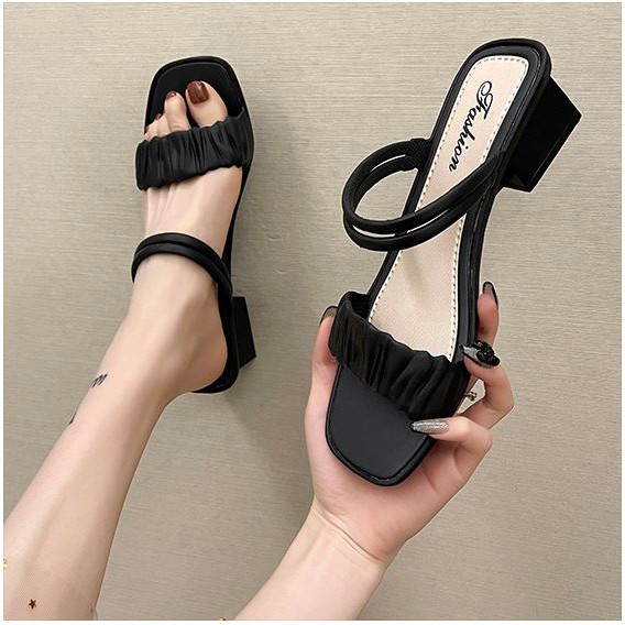 Dép cao gót nữ sandal đế vuông 5 phân thời trang DN34 (4 màu)