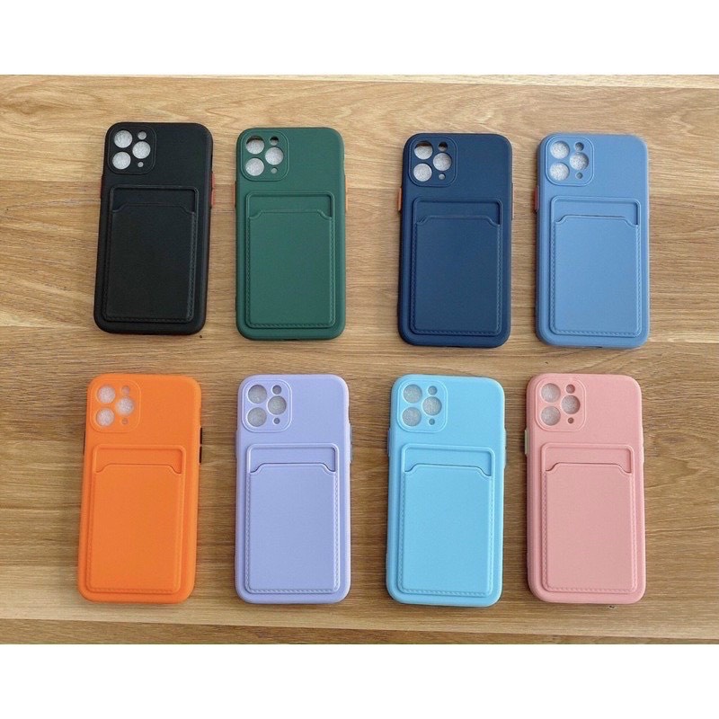 Ốp Lưng Iphone Viền Vuông, Dẻo Kèm Túi Card Phím Màu 7Lus,8Plus,x,xs,xsmax,11,11promax,12,12promax,13,13promax