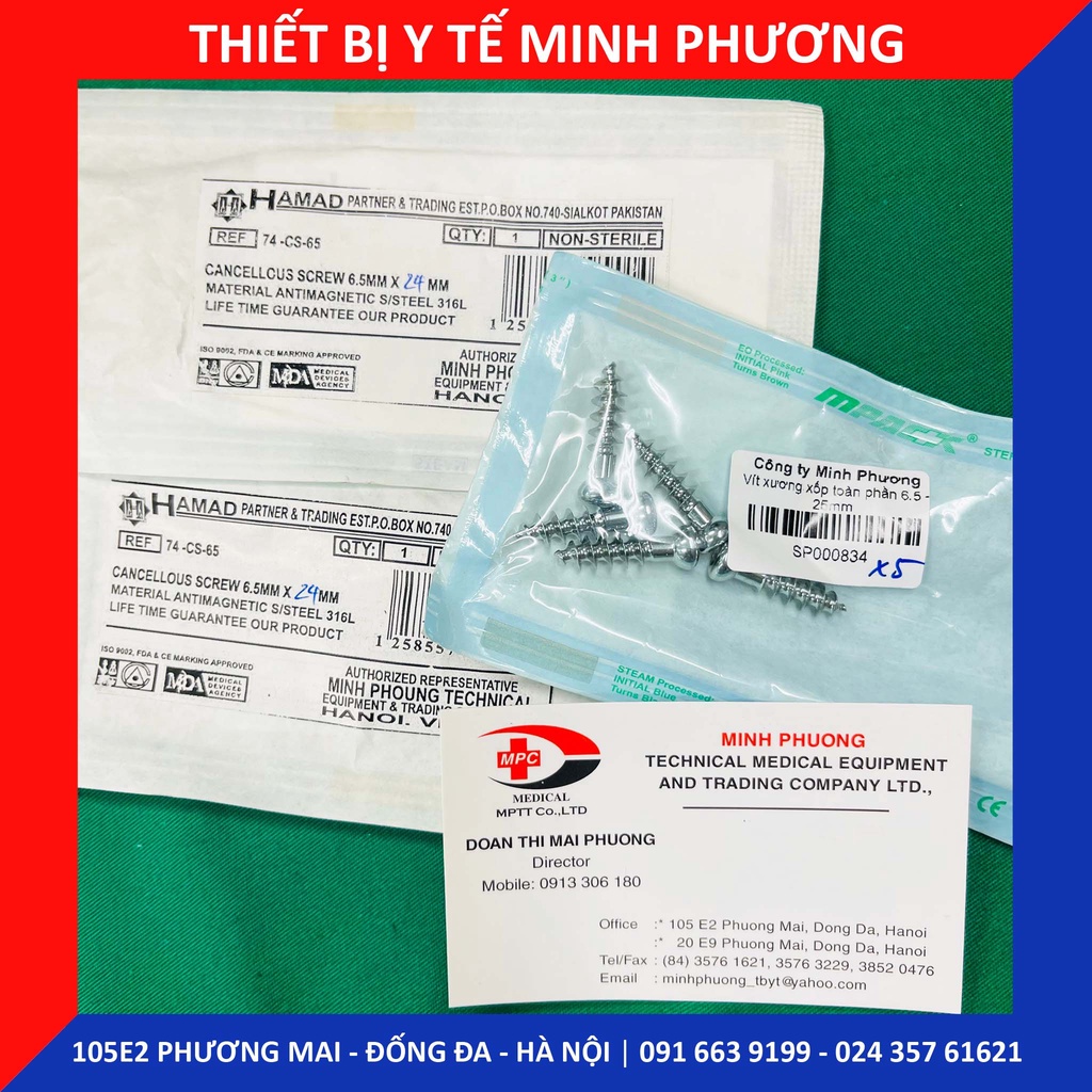 Vít xương xốp toàn phần 6.5 các cỡ