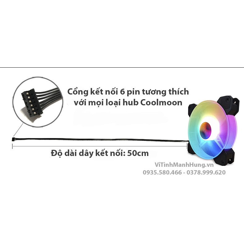 Quạt Led 12cm RGB Coolmoon V12 – Fan Led 12cm RGB Coolmoon Y1. | BigBuy360 - bigbuy360.vn