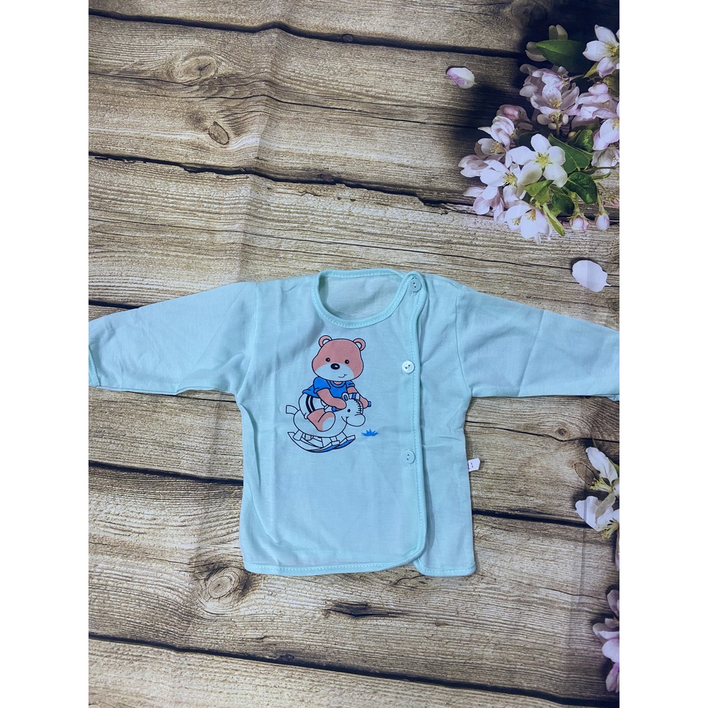 Áo sơ sinh dài tay khuy lệch Jou chất liệu vải cotton dành cho baby