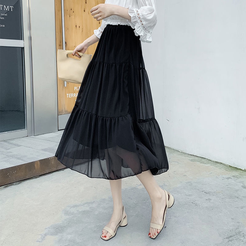 Chân váy dài COZOK dáng chữ A lưng cao màu trơn đơn giản thời trang