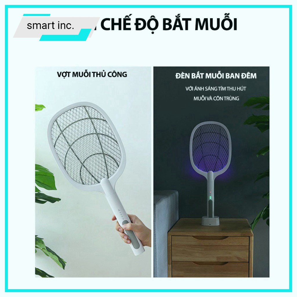 Đèn Led Ngủ Bắt Muỗi Ruồi Kiêm Vợt Đập Muỗi Cao Cấp Sạc Pin