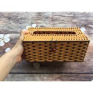Hộp đựng giấy chữ nhật ( đan giả mây)