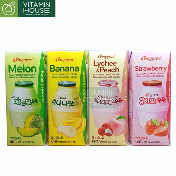 Sữa Binggrae Hàn Quốc 200ml Chuối, Dâu, Dưa lưới - VITAMIN HOUSE | BigBuy360 - bigbuy360.vn