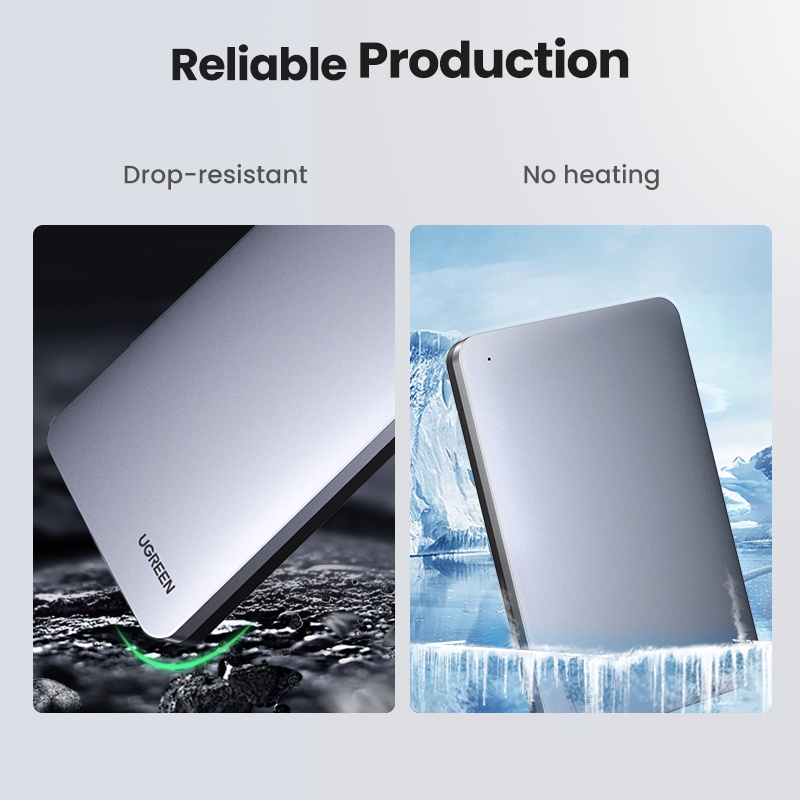 Vỏ nhôm đựng ổ cứng ngoài HDD UGREEN 2.5 6gbps sata sang USB C 3.1 gen 2