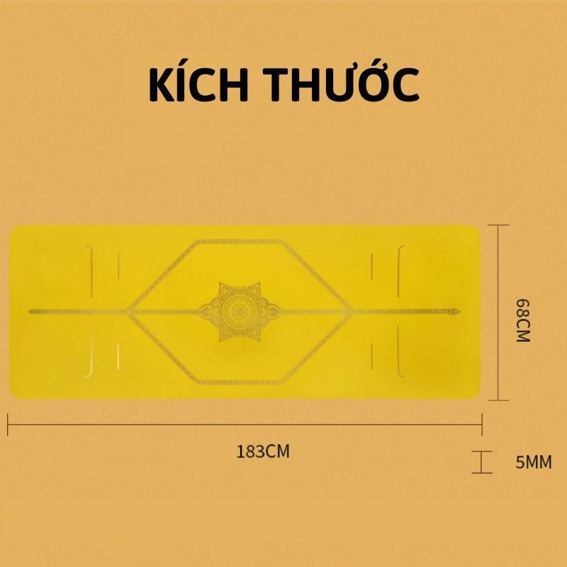 Thảm tập cao su non Pu cao cấp định tuyến kẻ chỉ vàng chống trơn trượt 5mm thấm mồ hôi tốt