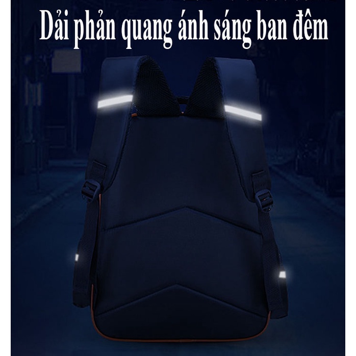 i cấp 1 và cấp 2 chống thấm nước, chống gù lưng, có phản quang khi đi tối 3 trong 1, Balo đựng sách vở đi học cho bé tra