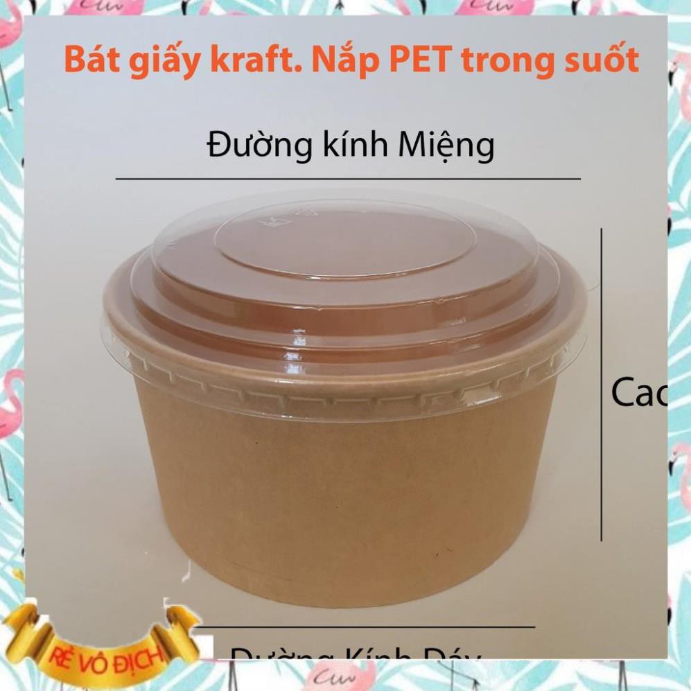 50 bát giấy kraft 1050ml nắp PET trong suốt Chất lượng Số 1 | BigBuy360 - bigbuy360.vn