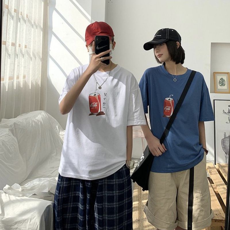 Áo thun tay lỡ unisex lon nước coca