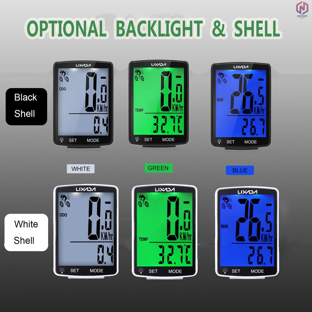 LIXADA Đồng hồ đo tốc độ không dây màn hình LCD chống thấm nước IPX6 cho xe đạp leo núi