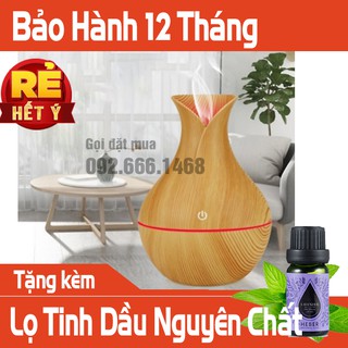 Đèn xông tinh dầu vân gỗ tulip