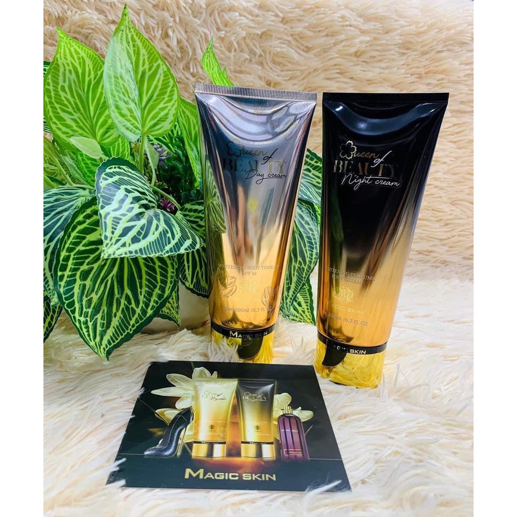 Bộ Kem Dưỡng Body Truyền Trắng Nước Hoa Magic Skin Cao Cấp Kem Dưỡng Ngày & Kem Dưỡng Đêm Giúp Da Mềm Mịn Tươi Sáng