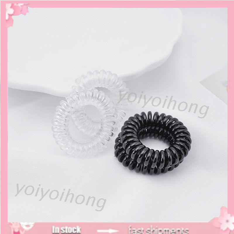Dây buộc tóc kiểu lò xo màu trắng/ màu đen đa năng tiện lợi