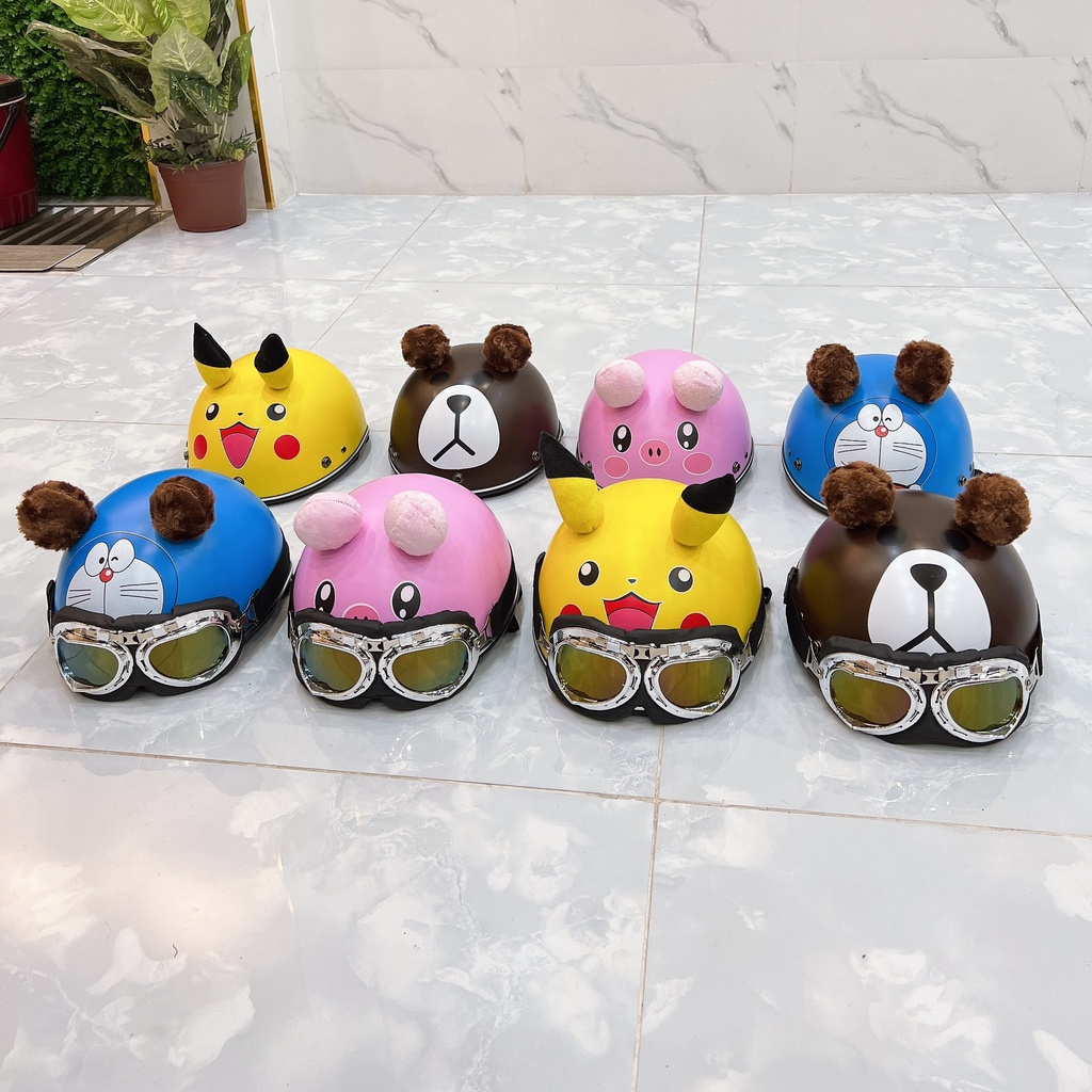 Nón Bảo Hiểm Nửa Đầu 1/2 Có Tai Pikachu - Hàng Cao Cấp