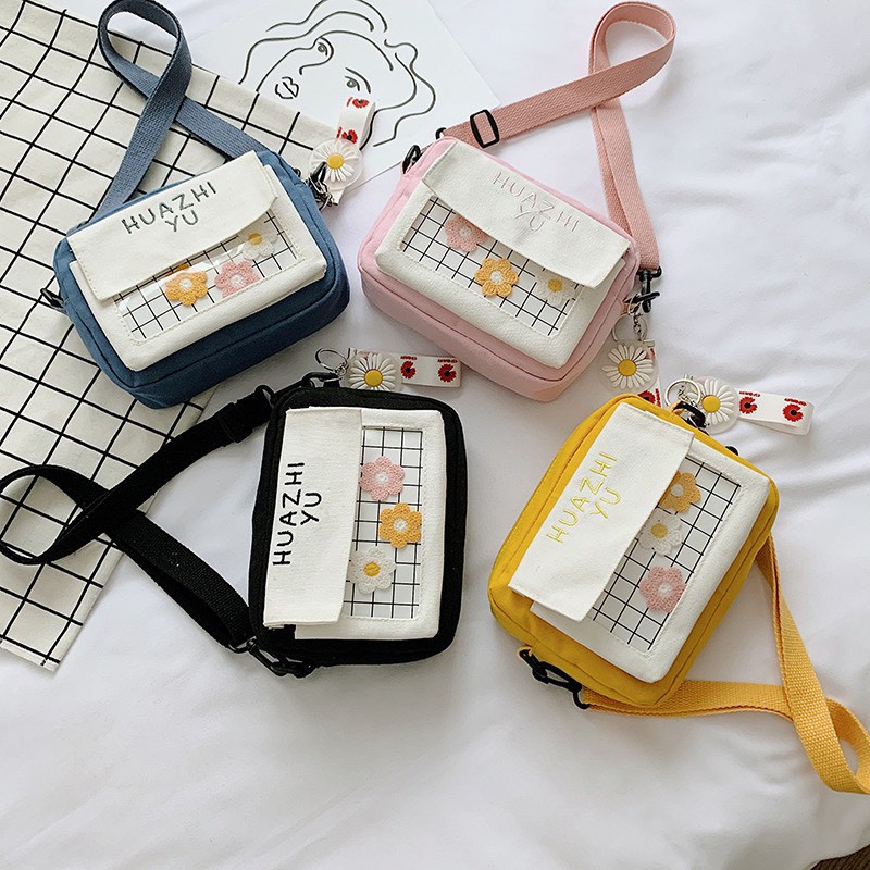 Túi đeo vai đeo chéo mini chất liệu vải canvas cao cấp thời trang Hàn Quốc
