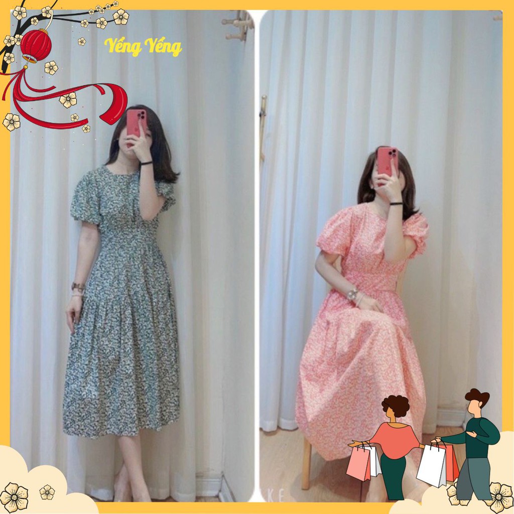 VNU168 - VÁY VINTAGE LÁ TAY BỒNG 3 TẦNG