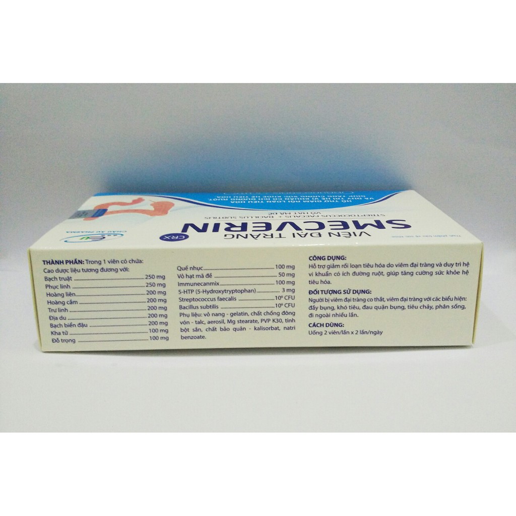 VIÊN ĐẠI TRÀNG SMECVERIN - VIÊM ĐẠI TRÀNG CO THẮT - HỘI CHỨNG RUỘT KÍCH THÍCH - TOTTRI - COBUTRI - TRÀNG PHỤC LINH PLUS