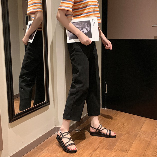 Sandal cao su tawana khóa nhựa đế trắng cao 3 cm dáng chiến binh form nhỏ 1 size 3G01