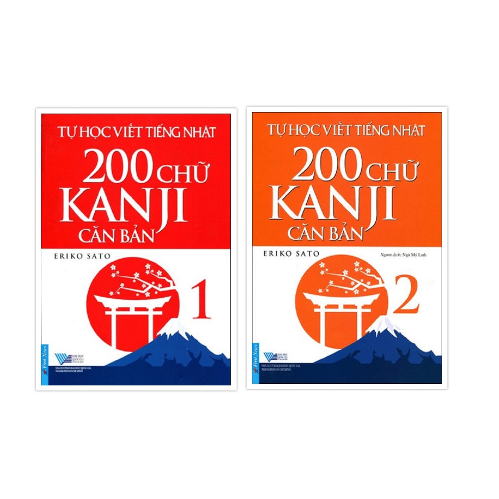 Sách - Combo Tự học viết tiếng Nhật 200 chữ Kanji căn bản tập 1 + tập 2 - FirstNews