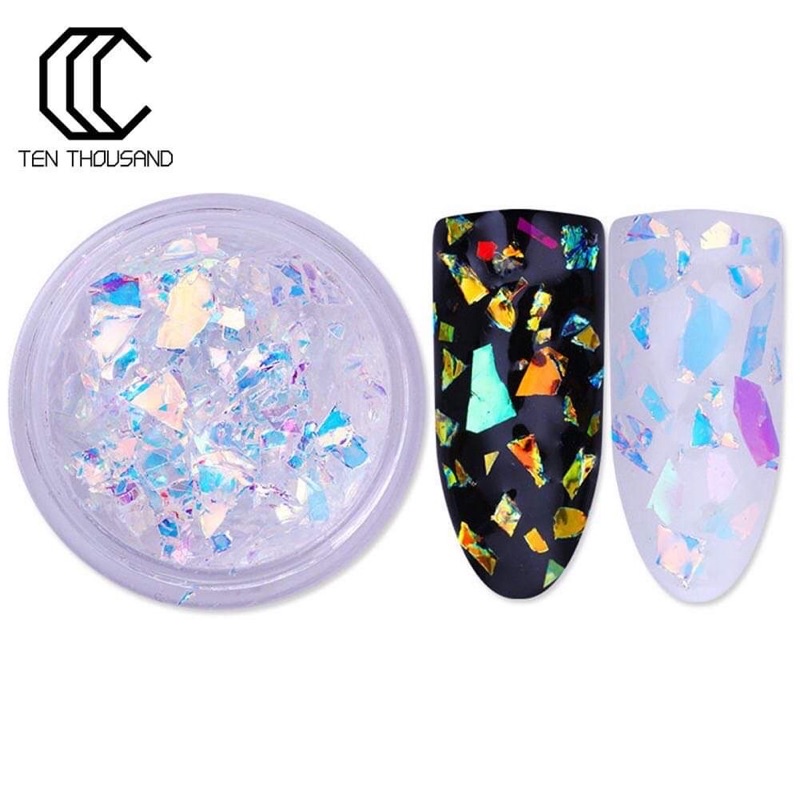 Set 12 hũ giấy pha lê ẩn gel trang trí móng siêu sáng đẹp