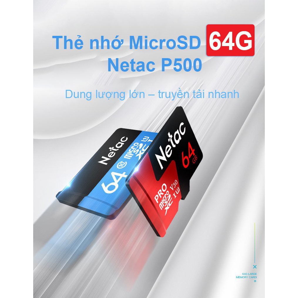 Thẻ nhớ MicroSD 64Gb Netac U3 Pro 100Mb/s | BigBuy360 - bigbuy360.vn