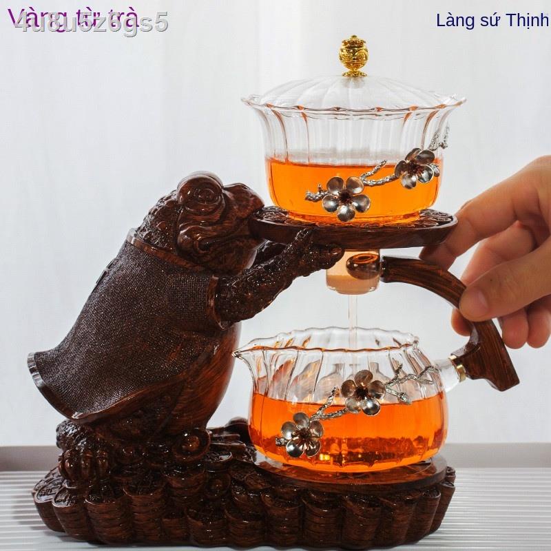 ☽℡Bộ pha trà lười, máy pha trà từ tính, bộ thủy tinh Jinchan, tách trà Kung Fu gia đình đơn giản tự động, ấm trà