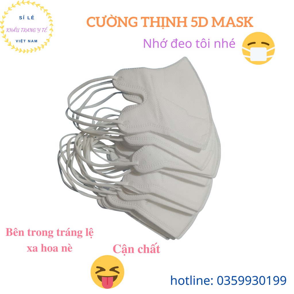 [CƯỜNG THỊNH] Khẩu Trang Y Tế Cao Cấp Người Lớn 5D MASK Màu Trắng 10 chiếc 1 Túi