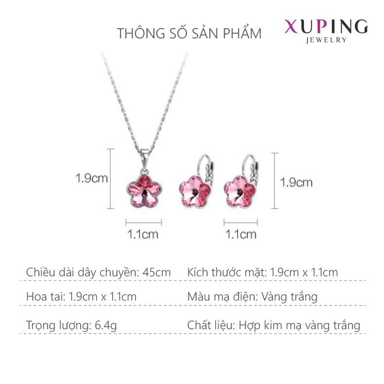 Bộ Trang Sức Nữ Mạ Vàng Trắng, Đính Đá Trang Nhã Sang Trọng - XPBTS11