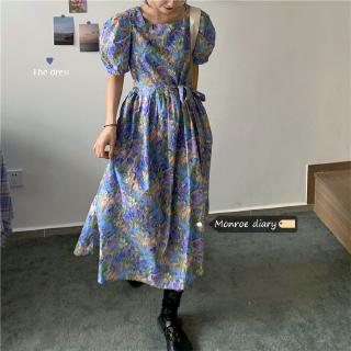 Đầm maxi ngắn tay in hoa thời trang cho nữ