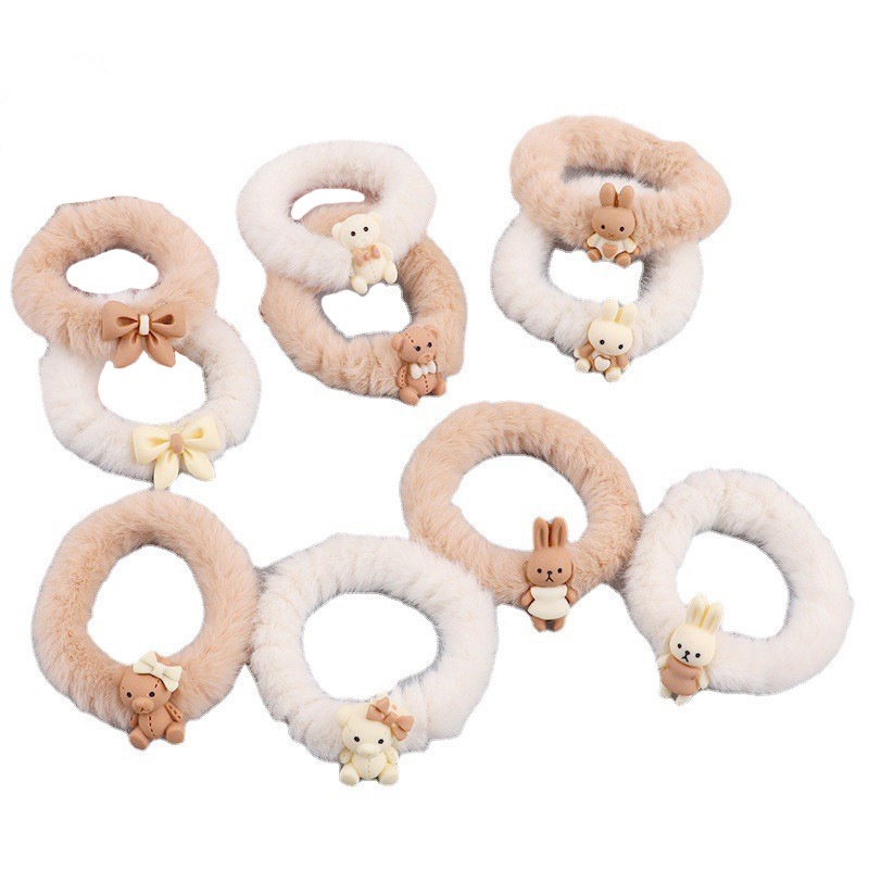 Dây buộc tóc cao su co giãn hình thỏ uống trà sữa dễ thương mới