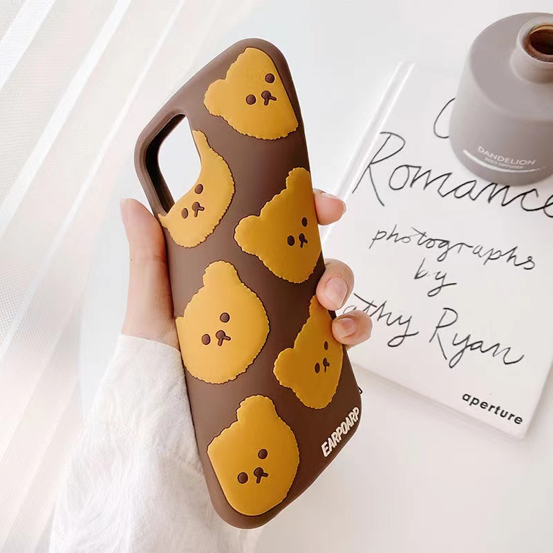 Ốp Điện Thoại Silicon Họa Tiết Gấu Nâu Dễ Thương Chống Sốc Cho iPhone 13 12 11 Pro Max XR XS Max X