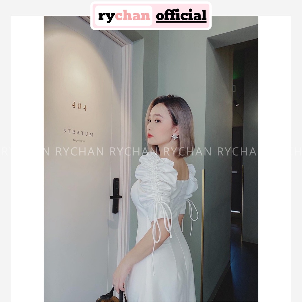 Đầm Xòe Trắng Dáng Dài Cổ Vuông Tay Rút Hai Lớp Lót Trong Dày Dặn - DX860