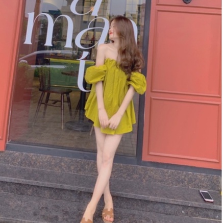 Áo trễ vai bánh bèo ❤️ Áo bẹt vai tay phồng form giấu quần tiểu thư xinh đẹp vải kate dày dặn freesize <60Kg | BigBuy360 - bigbuy360.vn